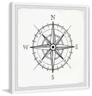 "Navigation Compass" Framed Painting Print, 18x18