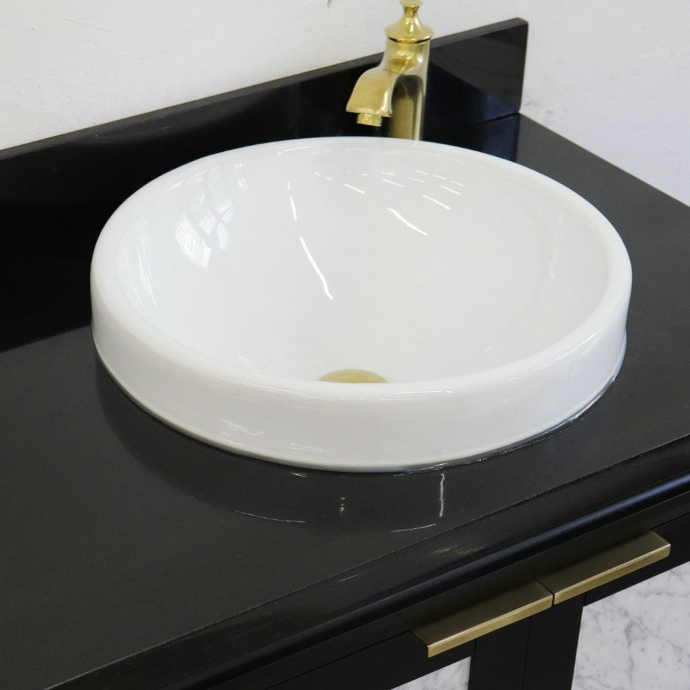 43" Single Vanity, Black Finish With Black Galaxy