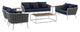 Stance 7 Piece Outdoor Patio Aluminum Sectional Sofa Set, White Navy