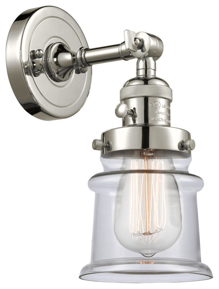 Small Canton 1-Light Sconce, Polished Nickel, Clear