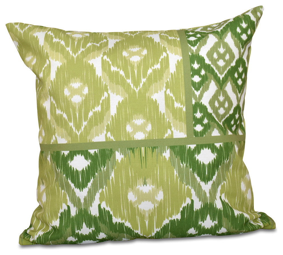 Free Spirit, Geometric Print Pillow, Green, 20"x20"