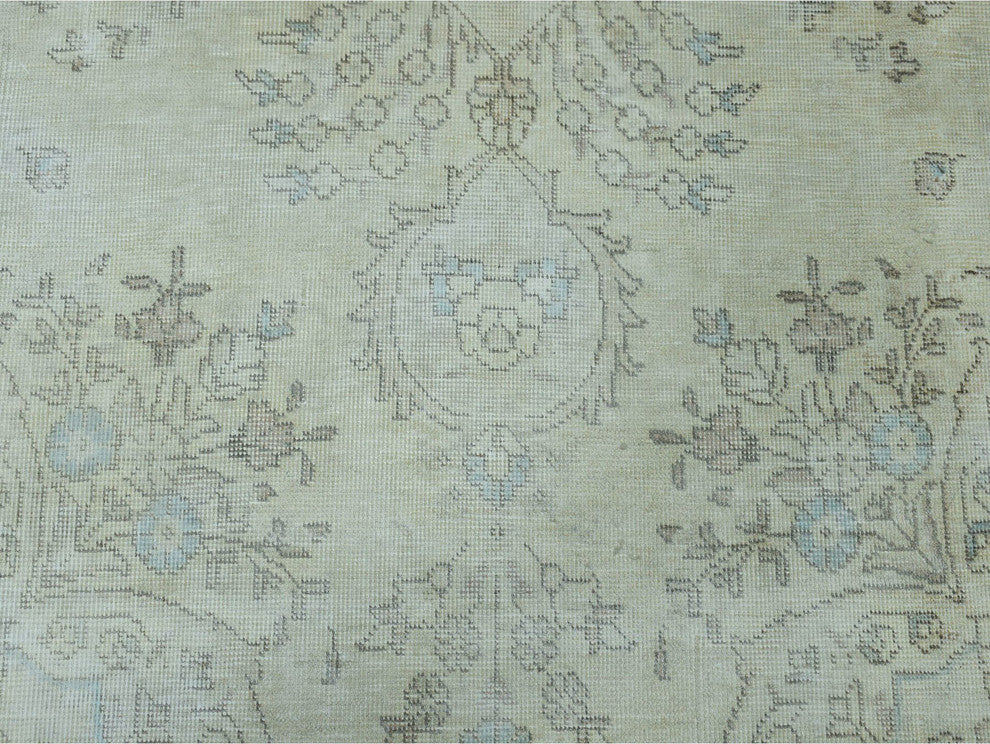 Vintage White Wash Tabriz Worn Wool Hand-Knotted Oriental Rug, 6'3"x9'5"