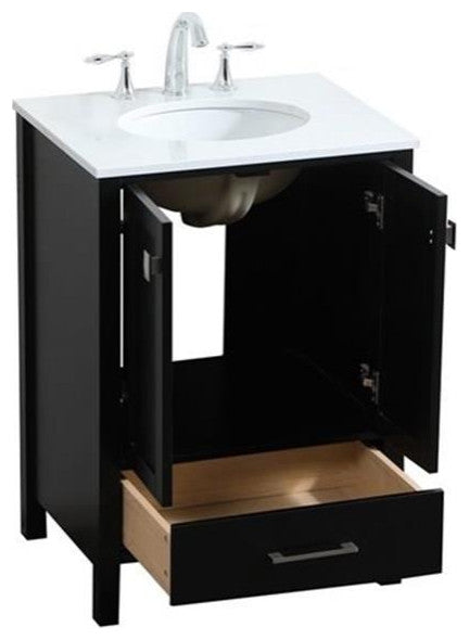 Elegant Decor Irene 24" Zinc Alloy and MDF Single Bathroom Vanity in Black