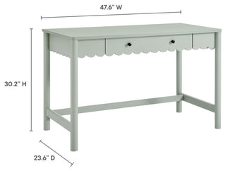 Emmeline 1-Drawer Scallop Writing Desk, Sage