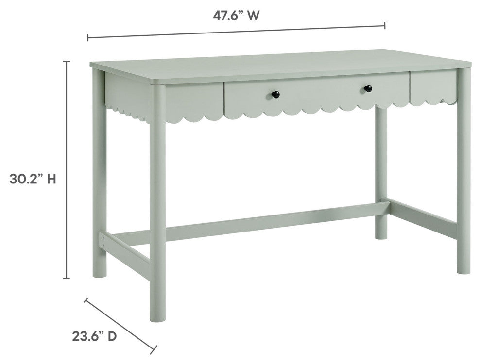 Emmeline 1-Drawer Scallop Writing Desk, Sage