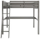 Gray Solid Wood Twin Size Loft Bed With Desk and Storage