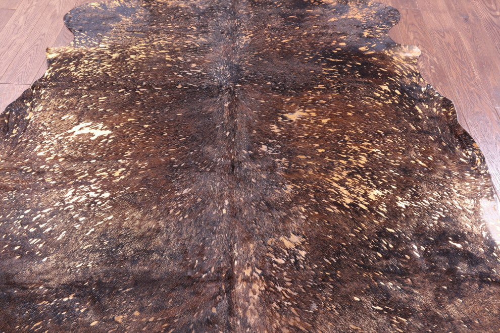 7' 6" X 6' 11" Gold Metallic Cowhide Rug C2080