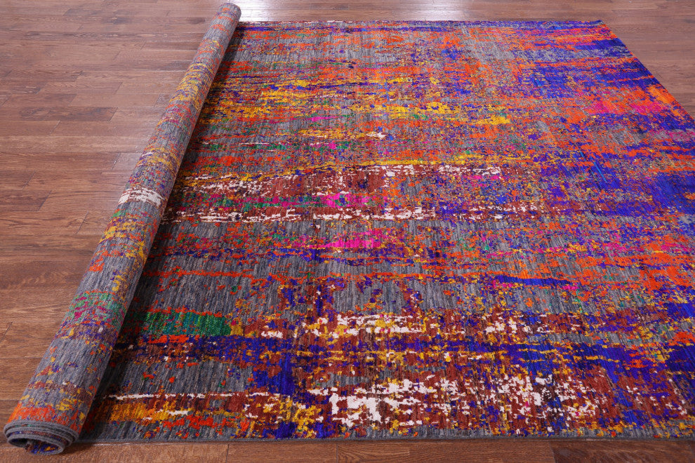 8' 10" X 12' 5" Modern Wool & Silk Handmade Rug - Q13489