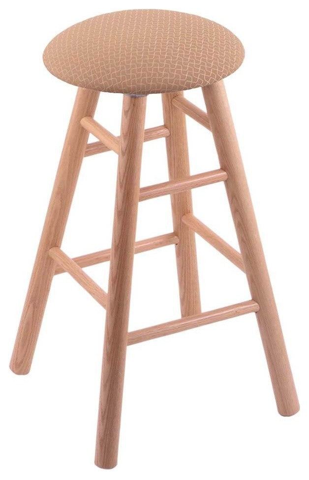Holland Bar Stool, Oak Round Cushion Extra Tall Bar Stool, Smooth Legs