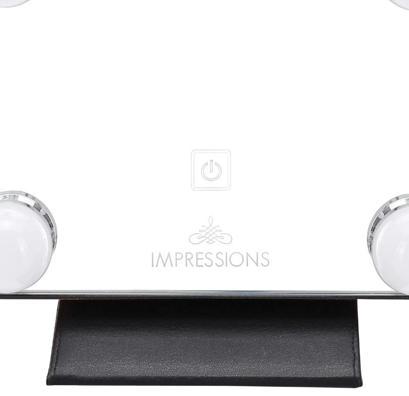 Lumiere Touch Pad Mini LED Makeup Mirror, Black, Hollywood Led Bulbs