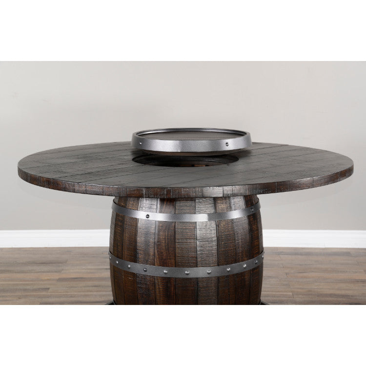Unique Round 54" Counter Height Rustic Barrell Pub Table