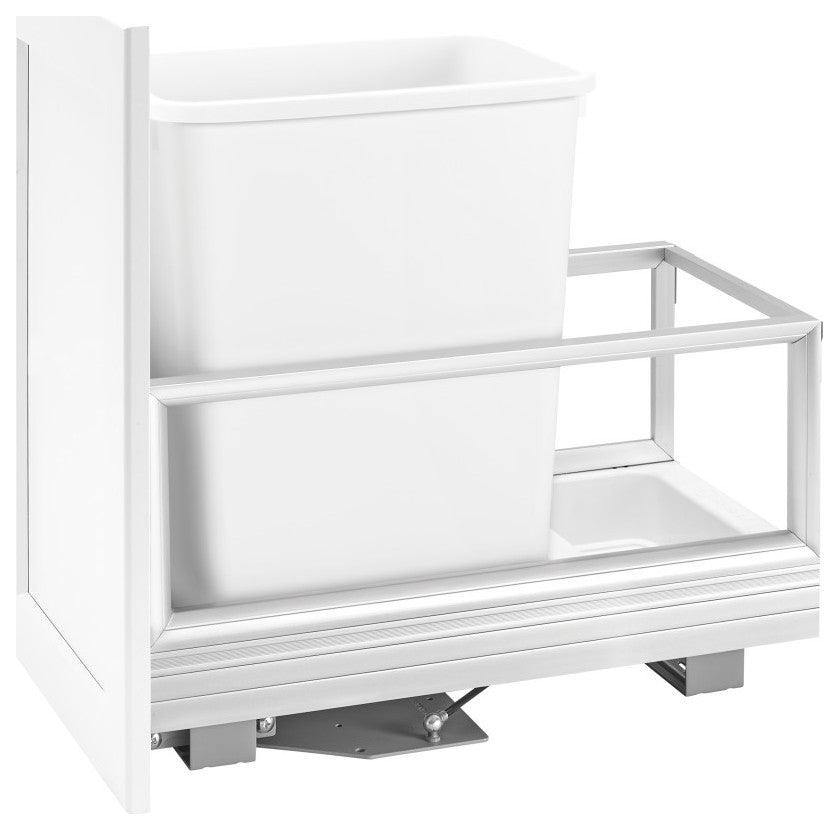 Aluminum Pull Out Trash Container With Soft Open/Close, 12.25", 35 qt./8.75 gal