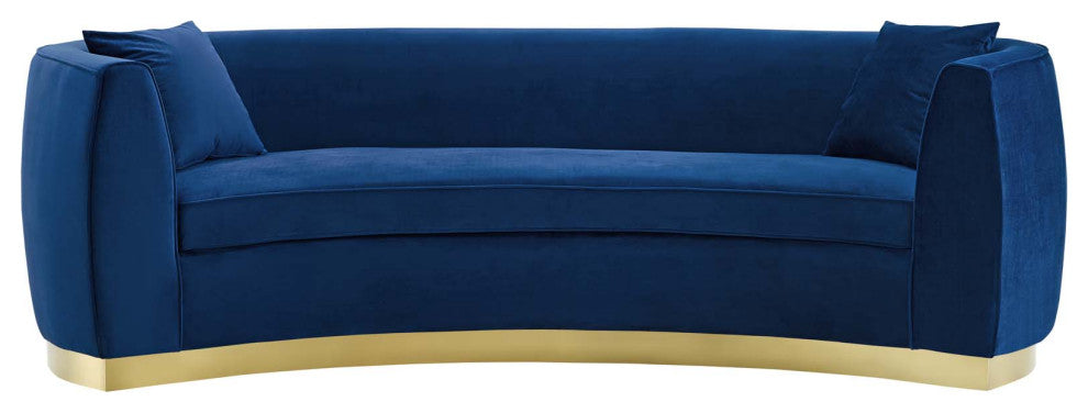 Navy Resolute Curved Performance Velvet Sofa