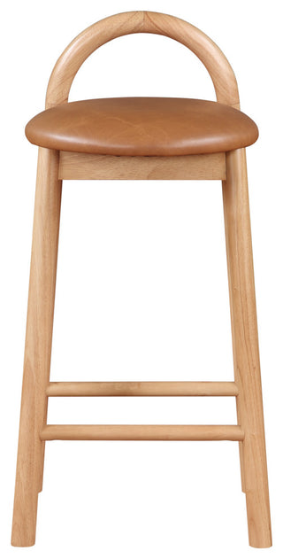 Meridian Furniture Calvin Vegan Leather Stool, Cognac, Natural Finish