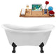 62" Streamline N1020BL-IN-WH Clawfoot Tub and Tray With Internal Drain