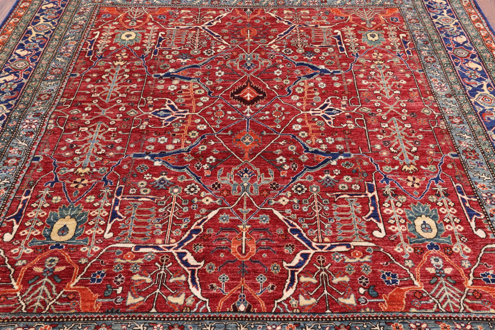 8' 3" X 8' 7" Square Persian Fine Serapi Hand Knotted Rug - Q12444
