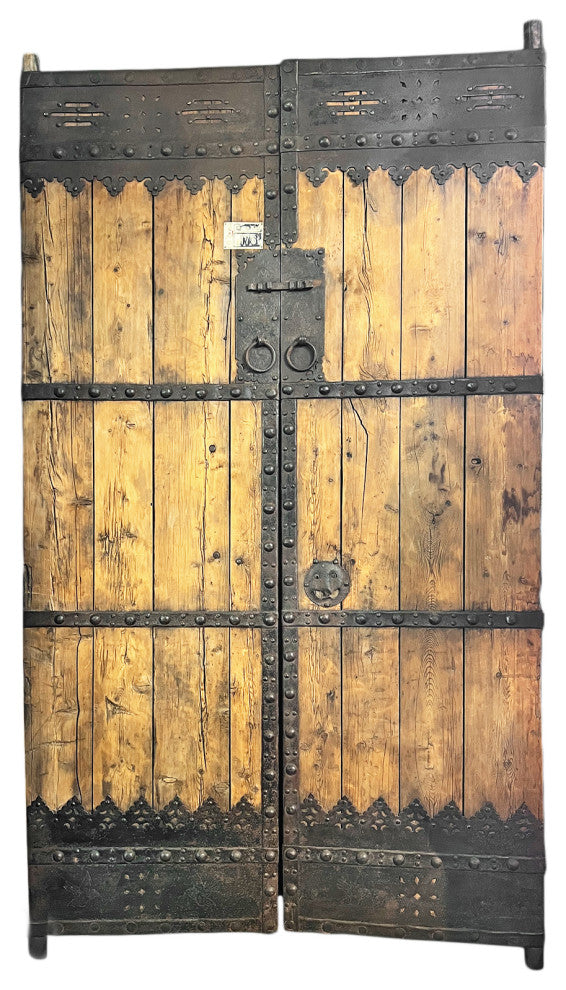 Consigned Old Mongolian Wood and Iron Door