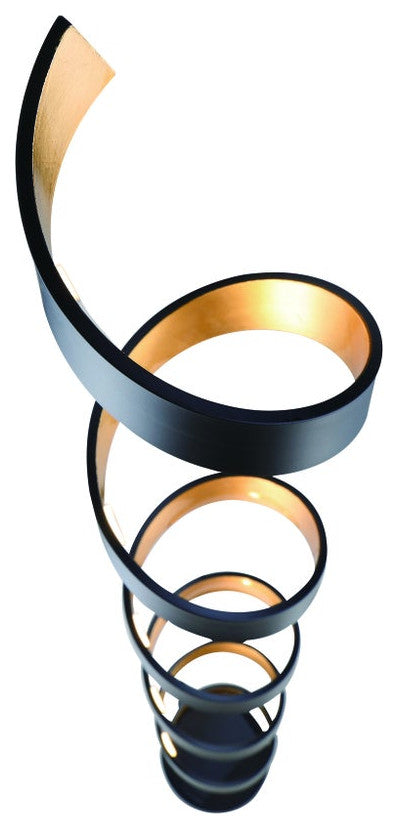 Spiral Floor Lamp, Black and Gold