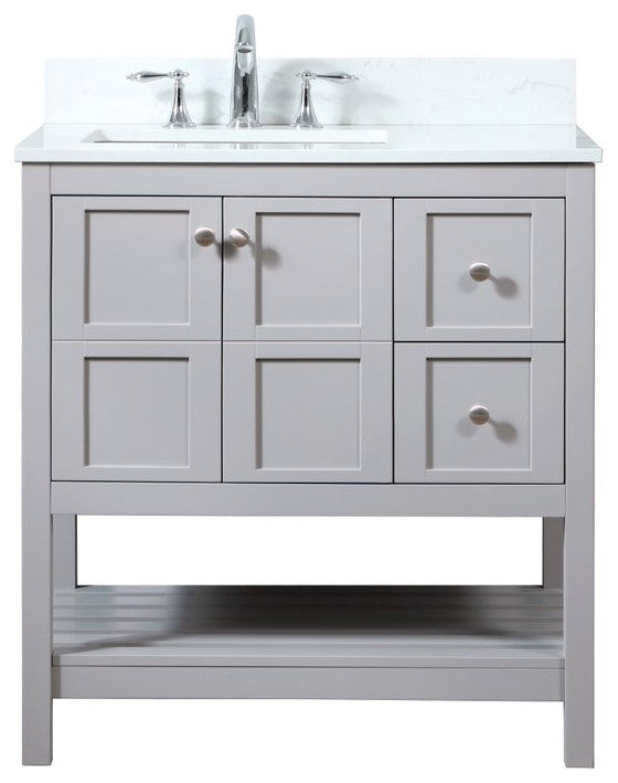 Tobias 32" Single Bathroom Vanity, Gray, With Backsplash