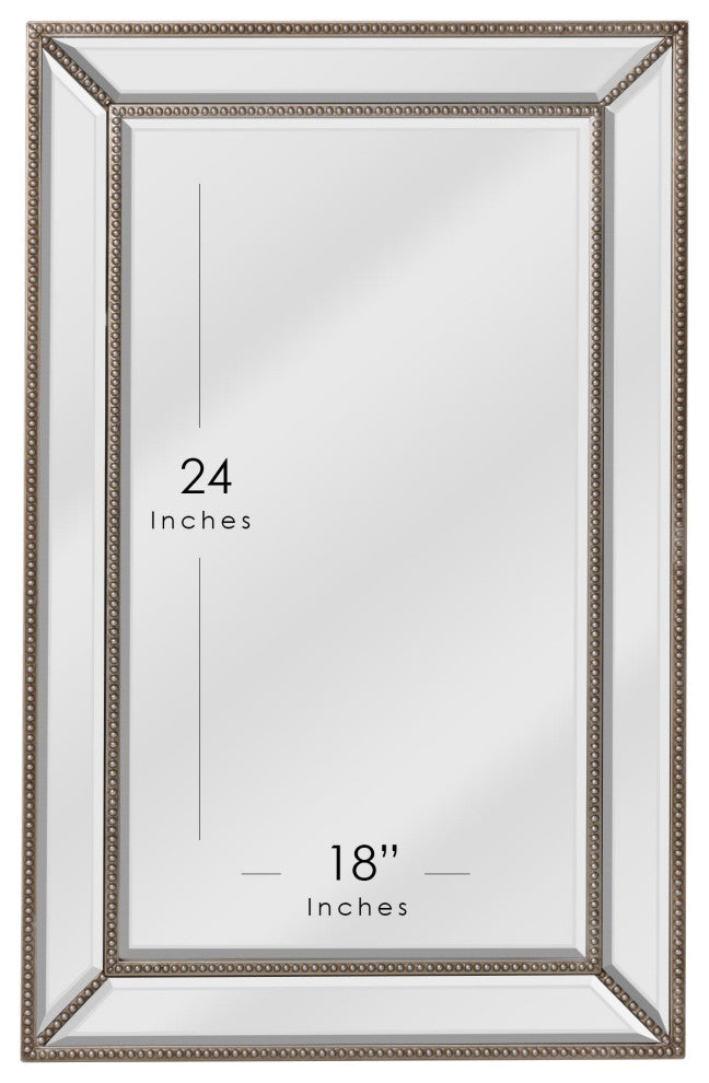 Head West Champagne Silver Metro Beaded Framed Vanity Mirror - 24" x 30"