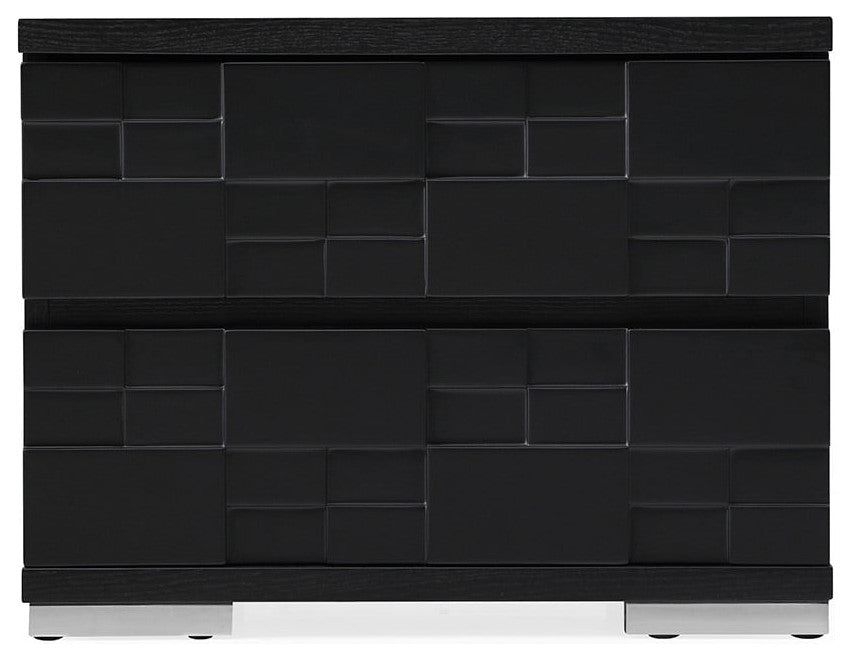 Modern Velasca Side Table Black Oak Matte Black Lacquer Stainless Steel Feet