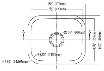 Dawn ASU102 Undermount Single Bowl Bar and kitchen Sink Polished Satin Finish