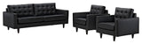 Black Empress Sofa and Armchairs Set of 3