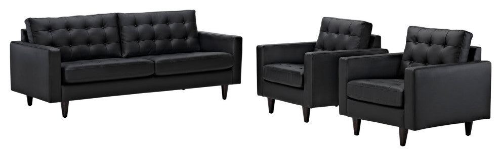 Black Empress Sofa and Armchairs Set of 3