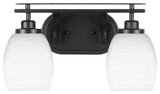 Odyssey 2 Light Bath Bar In Matte Black Finish With 5" White Matrix Glass
