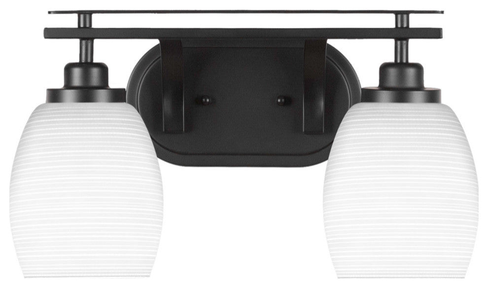 Odyssey 2 Light Bath Bar In Matte Black Finish With 5" White Matrix Glass
