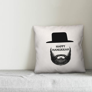 Happy Hanukkah Beard 16"x16" Throw Pillow Cover
