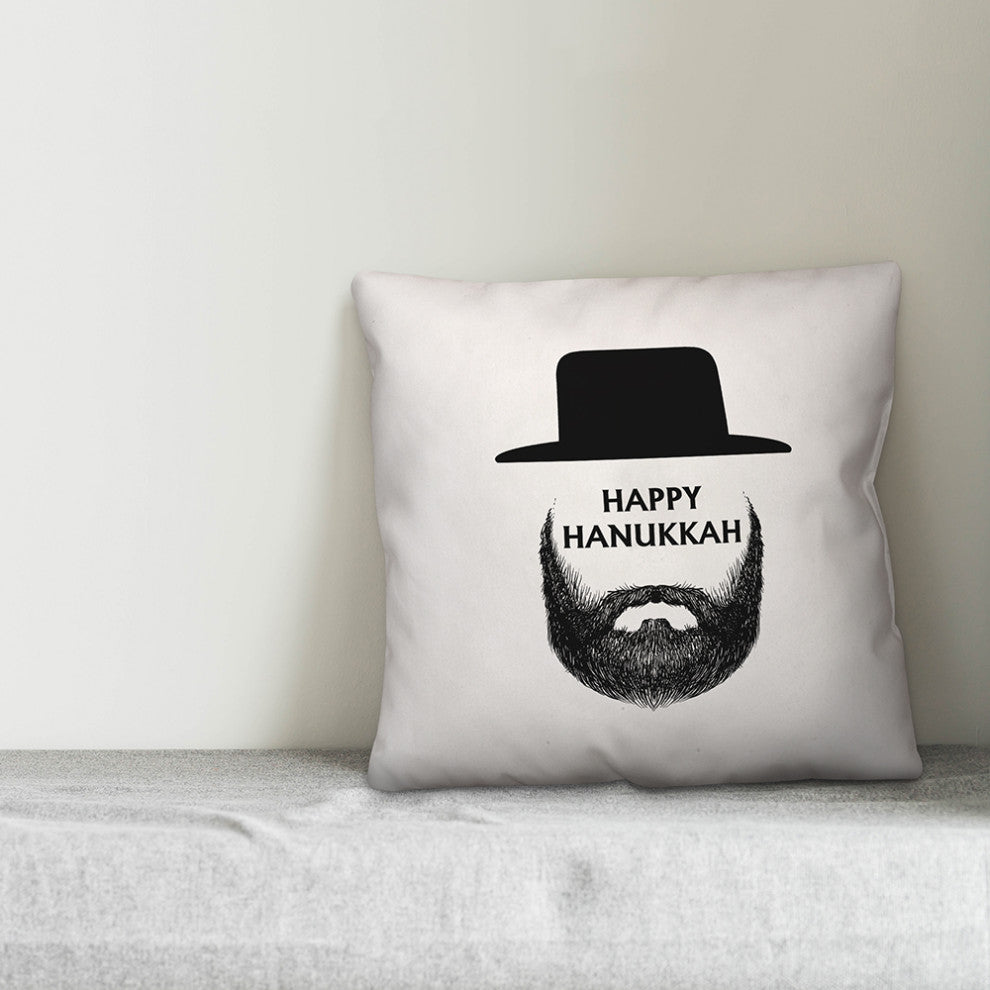 Happy Hanukkah Beard 16"x16" Throw Pillow Cover