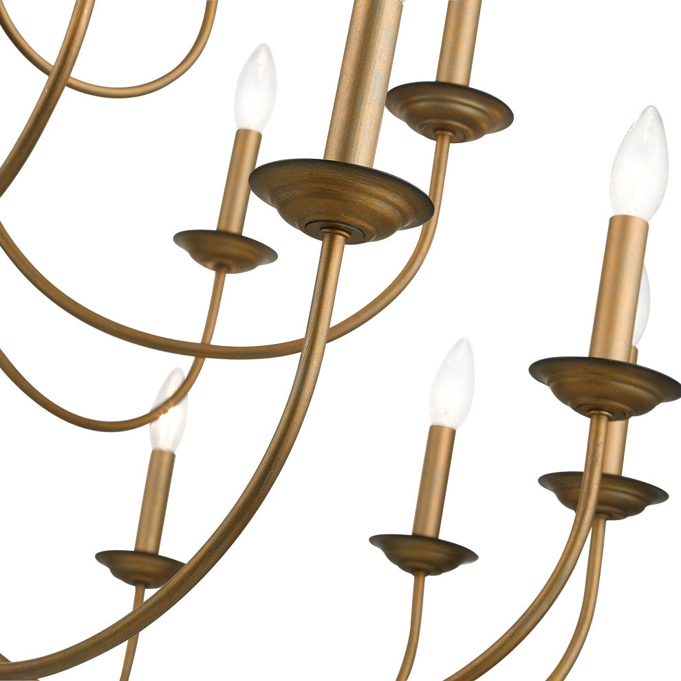 Estate 21-Light Antique Gold Leaf Extra Large Chandelier