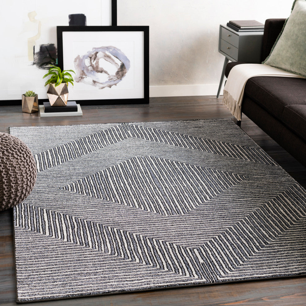 Surya Nepali NPI-2317 Bohemian Area Rug, Medium Gray, 5' x 7' Rectangle