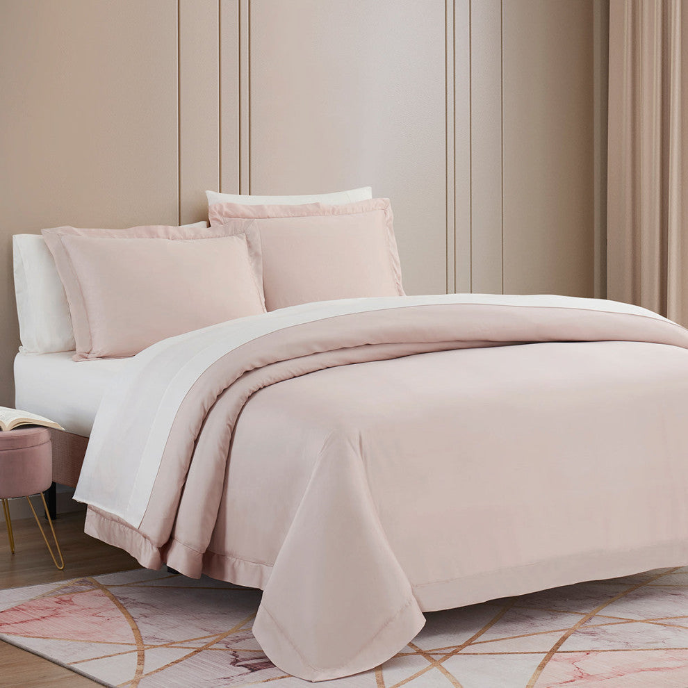 Lyocell Duvet Cover Set, Super Queen, Blush, 3 Piece