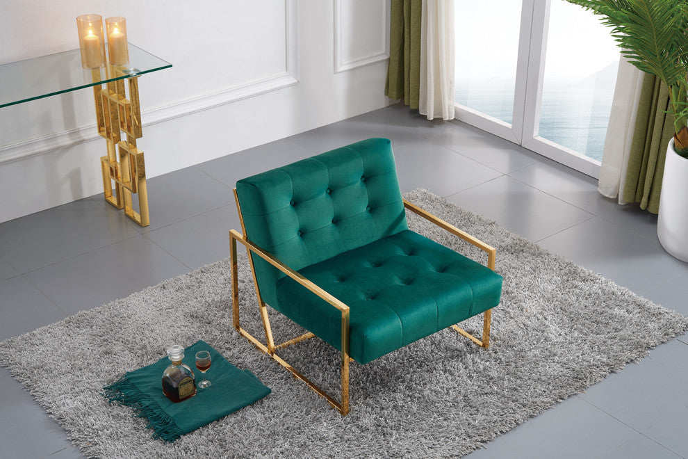 Pierre Velvet Upholstered Accent Chair, Green