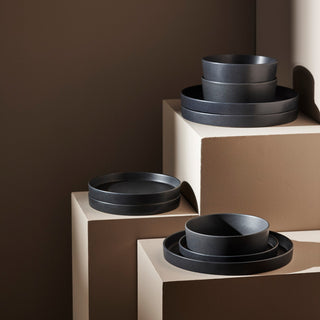 Stone by Mercer Project Modan Stoneware 24 Piece Dinnerware Set, Charcoal