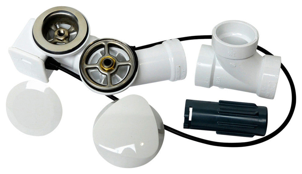 UNI-FLOW Delta Cable Action Drain and Overflow Kit, White