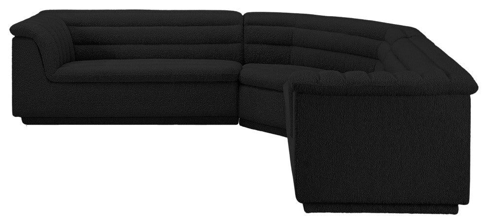 Cascade Upholstered Modular Sofa, Black, Boucle Fabric, Corner Sectional