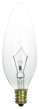 Sunlite 60 Watt Torpedo Tip Chandelier, Candelabra Base, Clear