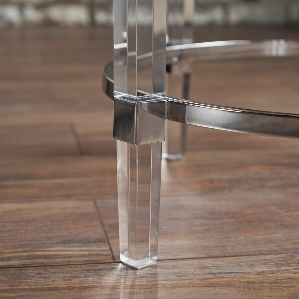 GDF Studio Orson Acrylic and Tempered Glass Square Circular End Table