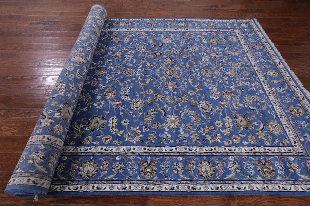 7' 0" X 13' 11" Hand-Knotted Persian Nain Wool & Silk Rug - Q13153