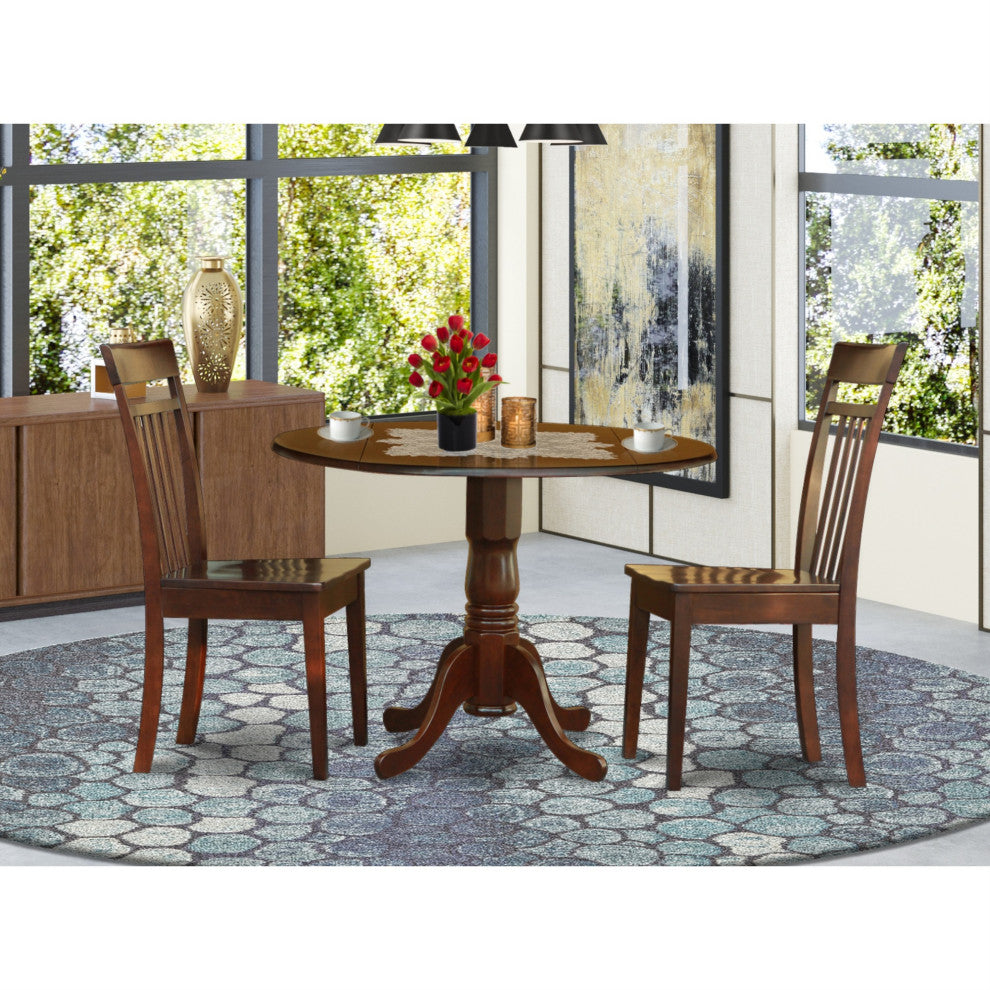 Dlca3-Mah-W 3-Piece Kitchen Nook Dining Set-Small Table and 2 Dining Chairs
