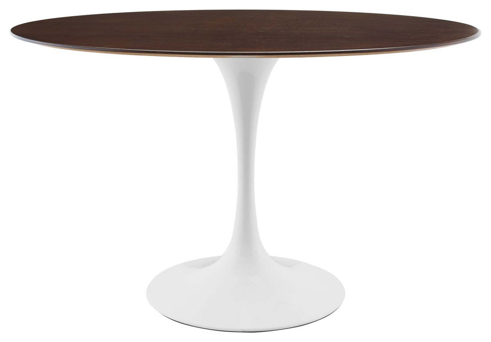 48" Dining Table, Oval, White Walnut, Metal, Modern, Bistro Hospitality