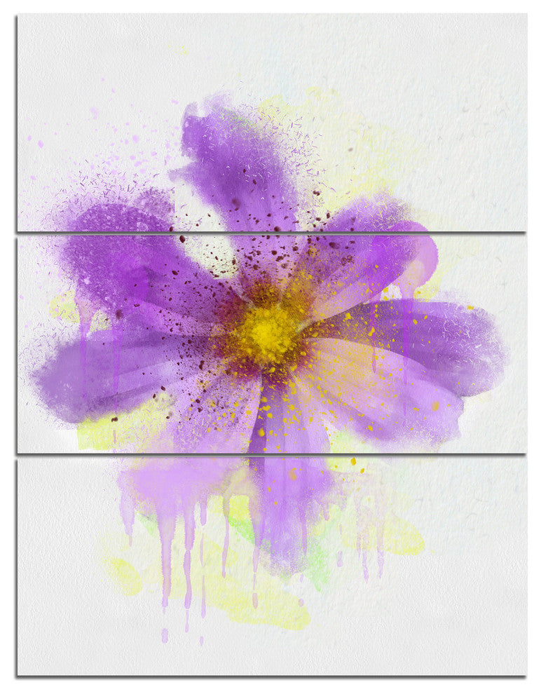 Purple Flower with Large Petals, Flowers Canvas Wall Artwork, 28x36, 3 Panels