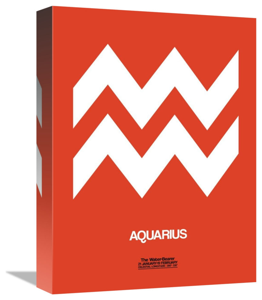 "Aquarius Zodiac Sign White on Orange" Fine Art Print