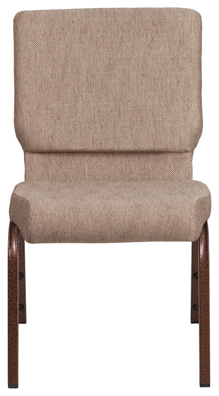 18.5''W Stacking Church Chair in Beige Fabric - Copper Vein Frame
