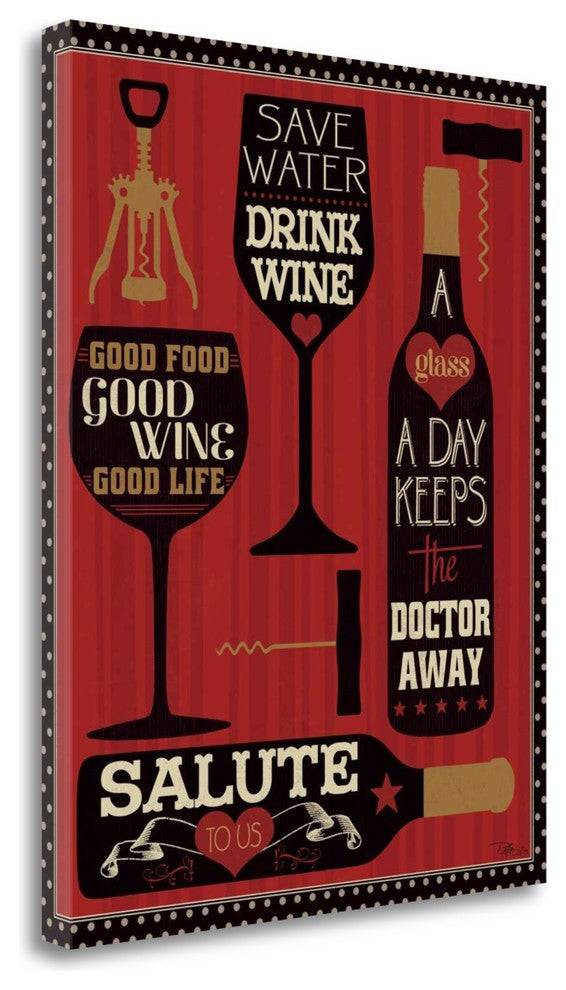 "Wine Words II" By Pela Studio,Ready to Hang Giclee Print on Gallery Wrap Canvas