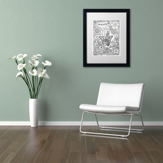 KCDoodleArt 'Hamsa Hand' Art, Black Frame, White Matte, 16"x20"