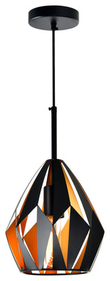 Oxide 1 Light Down Mini Pendant With Black+Copper Finish